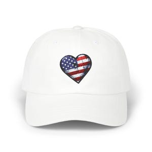 Patriotic Dad Cap with Heart Design, American Flag Baseball Hat, Casual Summer Accessory, Gift for Dad, 4th of July Cap, Everyday Wear