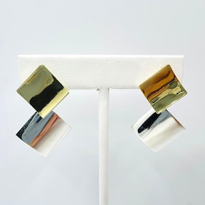 Square designer earrings in gold and silver | Statement jewelry for women