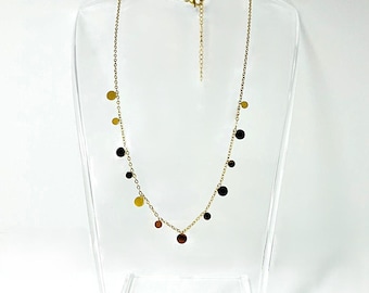 Collana minimalista in acciaio inossidabile color oro – delicata catena a disco, regolabile 40+5 cm, impermeabile, collana a strati