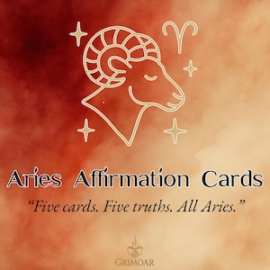 Aries Affirmationskarten, 5 druckbare Sternzeichen Nachrichten, Line Art Astrologie Set, Selbstwachstum Digitales PDF