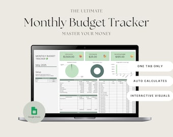 Google Sheets Budget Tracker: Einfache Vorlage für monatliche Budgets (Digitaler Download)