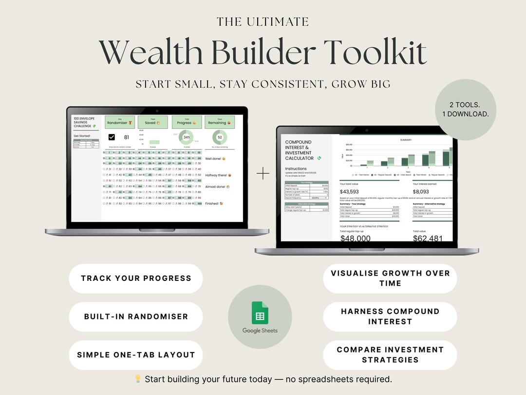 Wealth Builder Toolkit: 100 Envelope Savings Challenge + Compound ...