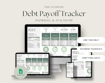 Ultimate Debt Payoff Tracker: Avalanche and Snowball Google Sheets (Digital Download)