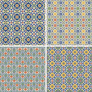 Mexican Talavera Digital  Scrap Book Paper Pack, 12 Seamless Tile Patterns, Colorful  12x12 JPG
