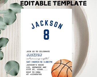Basketball Birthday Invitation Template: Modern DIY Invite (Digital Download)