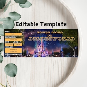 Bearbeitbares Disneyland-Eintrittskarte, Disneyworld-Eintrittskarte, Überraschungskarte bearbeitbar, Freizeitparkkarte, Überraschungskartengeschenk, Sofortdownload