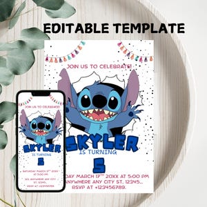 Stitch Birthday Party Invitation Template Digital Kids Party Invite Stitch Girls Birthday Stitch and Lilo Birthday Print or Share