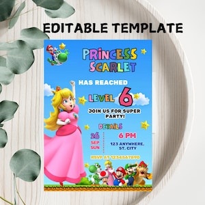 Super Mario Birthday Invitation | Birthday Invitation | Super Mario Invitation | Editable Printable Mario Invitation Birthday Template