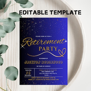Retirement invitation Template Editable Modern Retirement Party invite Digital Download Printable Retirement Celebration invitation Digital