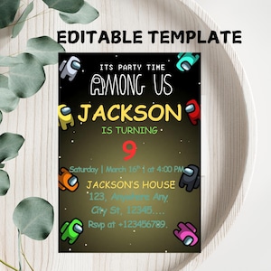 Among Us Invitation, Among Us Birthday Invitation, Editable Among Us Game Invite, Among Us Birthday Card Theme Editable