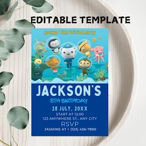 Invitation octonautes, invitation d&#39;anniversaire modifiable imprimable, invitation du capitaine Barnacles, modèle d&#39;invitation de fête d&#39;anniversaire fille garçon
