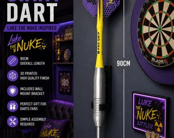 Giant Luke “The Nuke” Dart Inspired Wall Display – 90cm 3D Printed Darts Decor, Game Room & Man Cave Gift