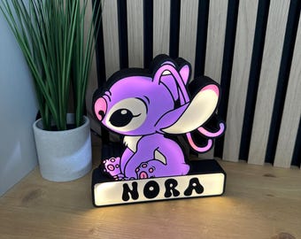 Personalised Angel inspired lightbox, 3D printed, led lights, kids room, play room, gift, lilo and stitch