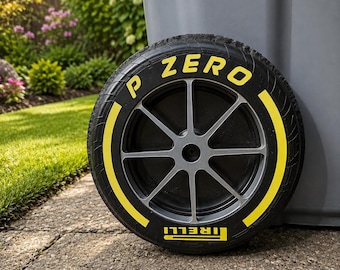 3D Printed Wheelie Bin Wheel Covers Set of 2, 18.5cm Decorative Bin Wheel Accessories, PETG, 6 Colours, Screws Included