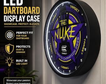 3D Printed LED Dartboard Display Case | Wall Mounted Illuminated Perspex Front | Custom Size Available