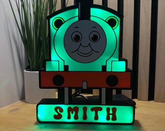 Personalised Thomas & Friends Inspired LED Light Box | Custom Name Night Light | USB Powered LED Lamp | 3D Printed