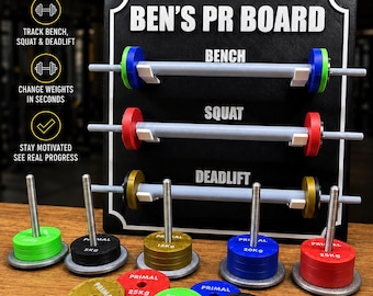 Personalised 3D Printed Gym PR Board | Bench Squat Deadlift Progress Tracker | Weightlifting Personal Record Display | Custom Name