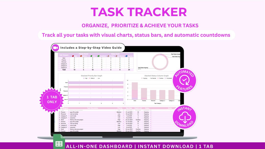 Task Tracker Spreadsheet Template Google Sheets To-do List Daily Task ...