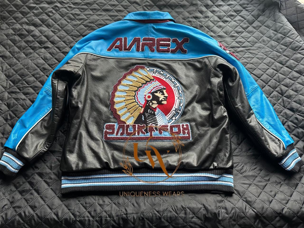 ジャケット・アウター Marlboro Cow Leather varsity jacket Marlboro Back Logo Cowhide Varsity Jacket in Black, Size:F