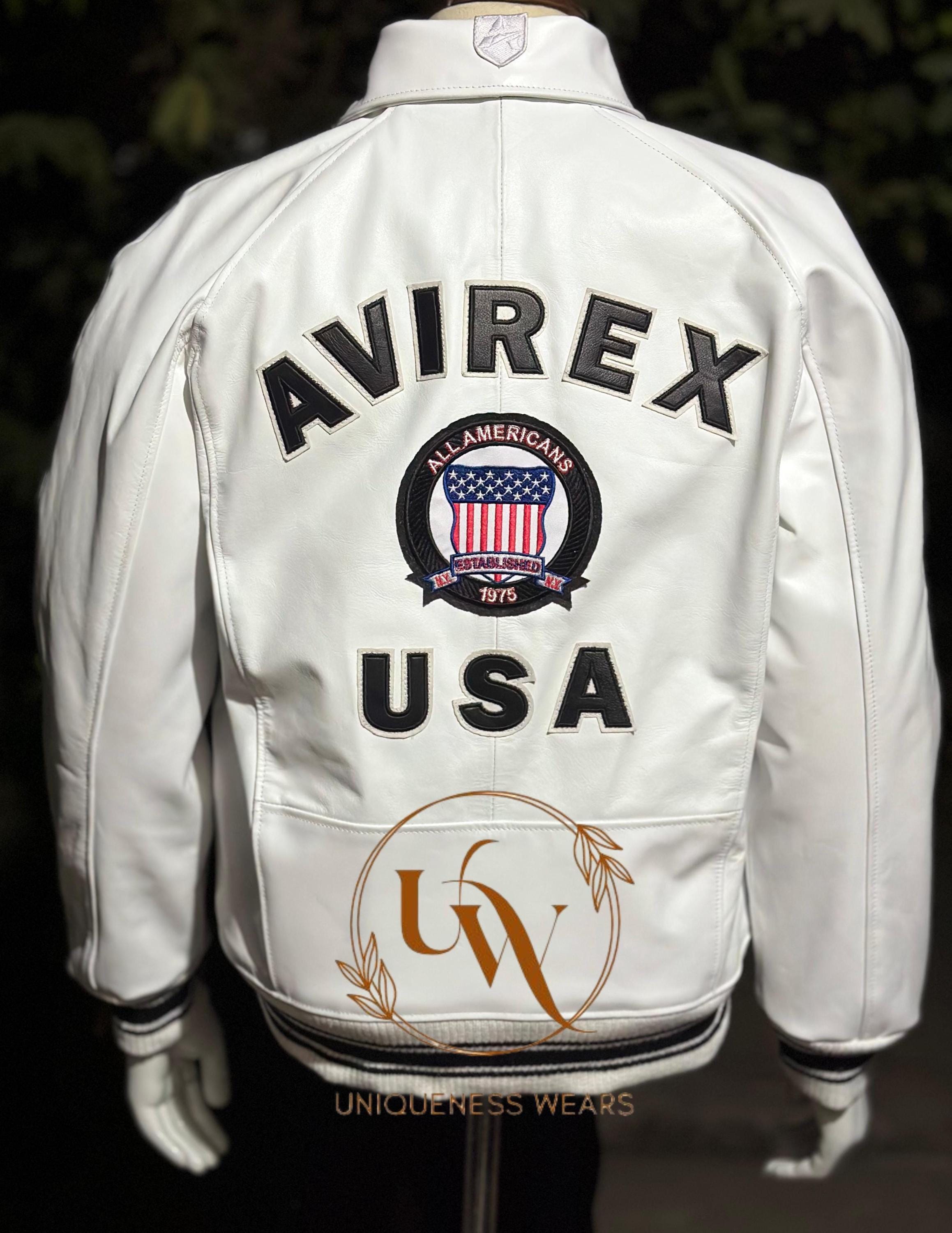 アビレックス ユニセックス ホワイトカラー レザージャケット モーター