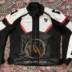 Revit Hyperspeed Men Motorcycle Motorbike Jacket Cowhide Leather Jacket black n white color jacket racing genuine highest quality leather