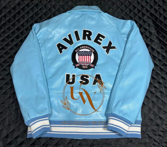 Nitro Run Blue Avirex Jacket Handmade Leather Men's Avirex Real