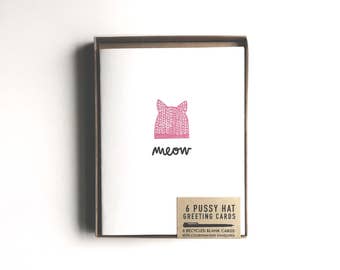 Pussy Hat 6-pack Greeting Cards, blank inside, 6 different designs #pussyhat