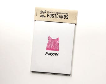 Pussy Hat 12-pack Postcards #pussyhat 6 different designs