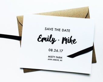 mr. + mrs. minimalist wedding save the dates