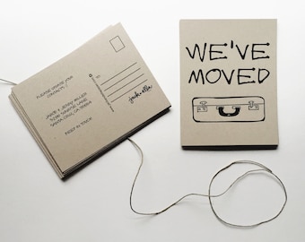 Change of Address Postcards (suitcase style) - set of 40 -  Moving announcement, Recycled postcards, New address, Earthy & Economical