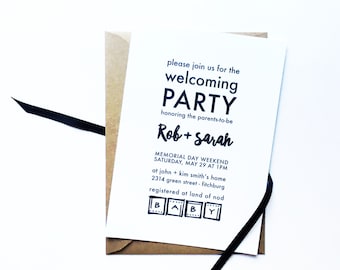 Modern + Minimalist Unisex Baby Shower Invitations with coordinating thank you notecards