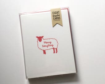 Knitting Sheep Holiday Card: set of 8