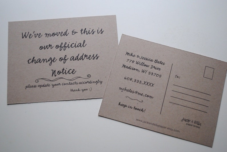 Your 'official' Change of Address announcement Etsy