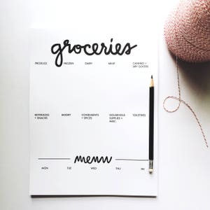 NOTATNIK: tygodniowa lista zakupów spożywczych z menu obiadowym