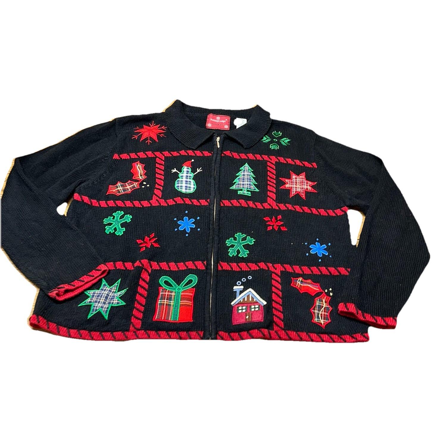Vintage North Crest Holiday Lodge Full Zip Cardigan Sweater