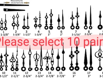 10 Pairs Of Black Or Brass New Clock Hands For Scrapbooking, Steampunk, Embellishment