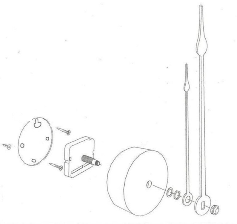 High Torque Quartz Clock Movement Silent Sweep with 12 Large Spaded Hands No6 Wall Mounting Hub and Deluxe Hour Numbers