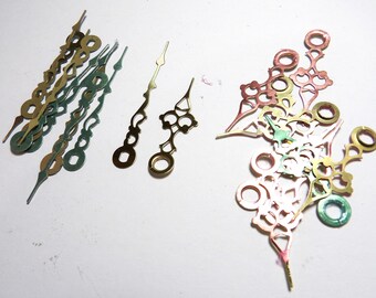 10 New Brass Serpentine Clock Hands (#13) And 9 Fancy Sword Minute, 4 Hour New Clock Hands (#24) For Scrapbooking, Steampunk, Embellishment