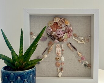 Framed Seashell Octopus Art: Coastal Beachcomber Decor