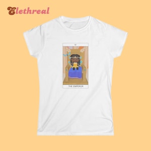 Camiseta de la Carta del Tarot del Emperador - Camiseta Hada Emperadora Negra - Camiseta con gráfico de bebé kawaii pastel gótico suave - Top Harajuku de inspiración japonesa