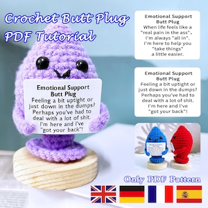 Tutorial de patrón en PDF para tapón anal de apoyo emocional, patrón de tapón de ganchillo, tapón de trasero de ganchillo, patrón de juguete de colección de cabecera de ganchillo