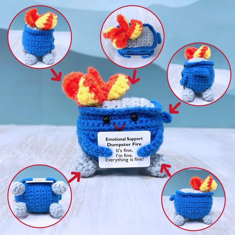 Multilingual Fire Emotional Support Dumpster Fire Crochet Pattern PDF File Tutorial ...