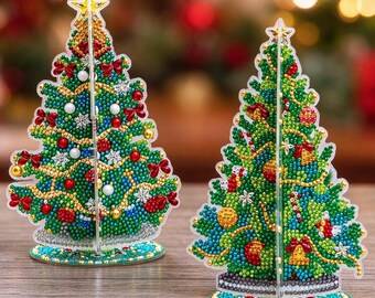 Acrylic Diamond Painting Stand,DIY Christmas Tree Diamond Art Decor Kit,3D Tabletop Christmas Tree Diamond Painting Set,Xmas DIY Craft Kit