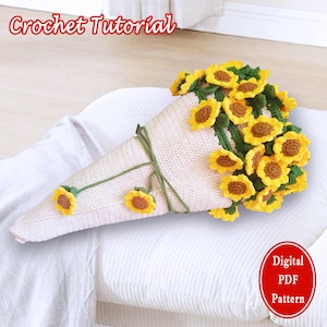 Sonnenblumen Blumenstrauß Häkeldecke, PDF-Muster, Kreis Blumendecke, runde Decke Sonnenblumen, Häkelanleitung Video