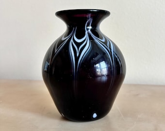 Vintage Amethyst Art Glass Vase, Signed Ron Colby 1979,