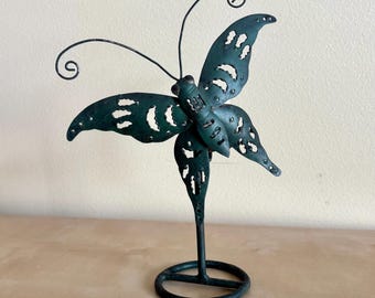 Vintage Metal Butterfly or Dragonfly Tealight Candle Holder, Cottagecore Nature Decor, Green Home Accents
