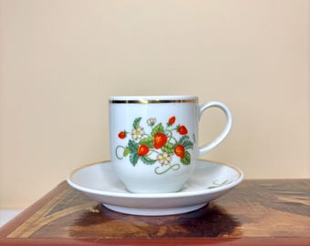 Avon Vintage Mini Strawberry Teacup and Saucer