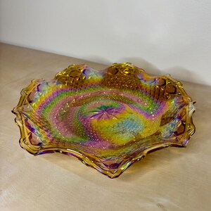 Indiana Glass Iridescent Carnival Glass Crimped Hostess Plate