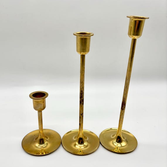 ヴィンテージ真鍮キャンドルホルダー3個セット - Etsy 日本