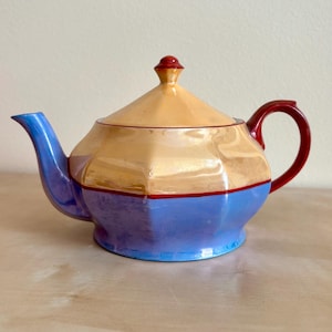 1940s Lusterware Germany Tea Pot, Vintage Irisdescent Pottery Teapot